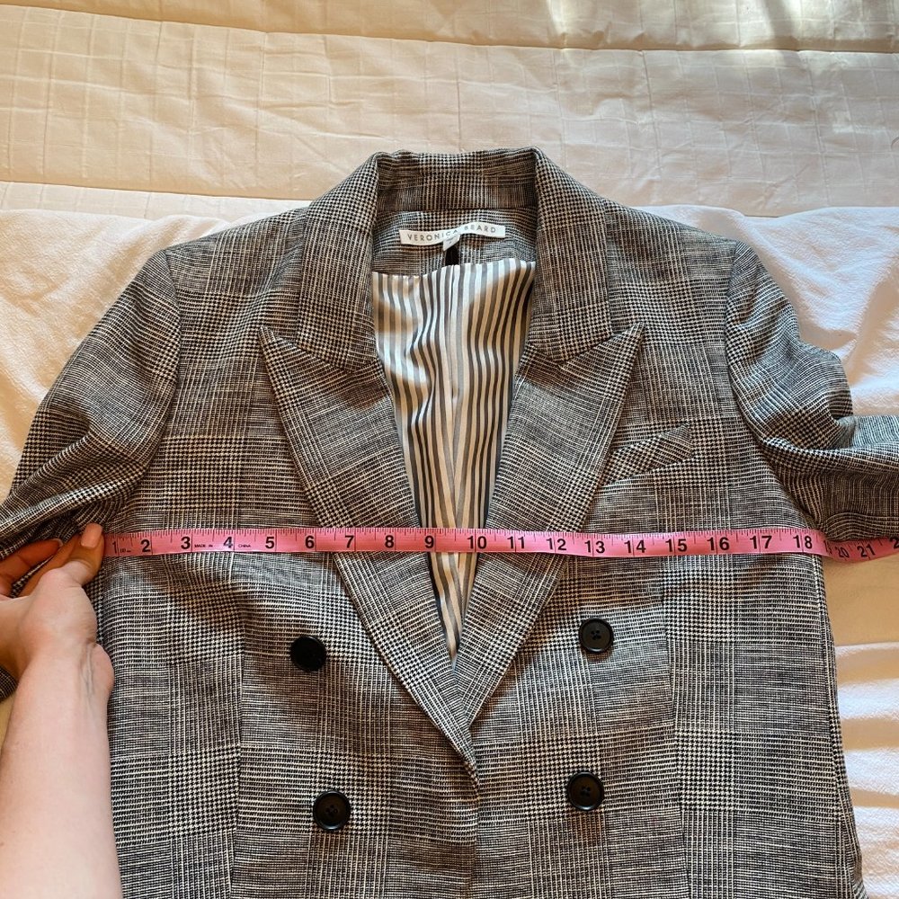 Veronica Beard Fortuna Grey Plaid Check Dickey Jacket Blazer - Size 8 - Picture 11 of 14